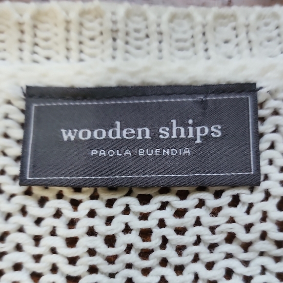 Wooden Ships Whimsical Layer Lightweight Lounge Ivory Knit Star Sweater -Womens - Picture 7 of 8